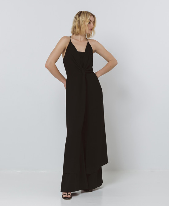 53-3327-BLACK-01-550x668h Φόρεμα μακρύ με βαθύ V - Image 1