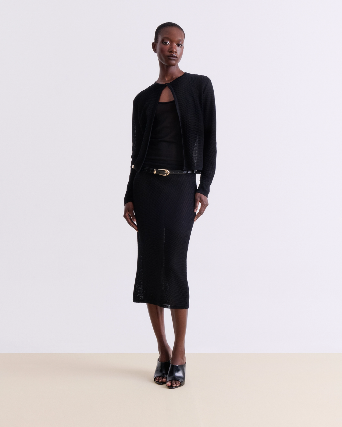 0018439_black-knit-tank-top_1700 BLACK KNIT CARDIGAN - Image 1